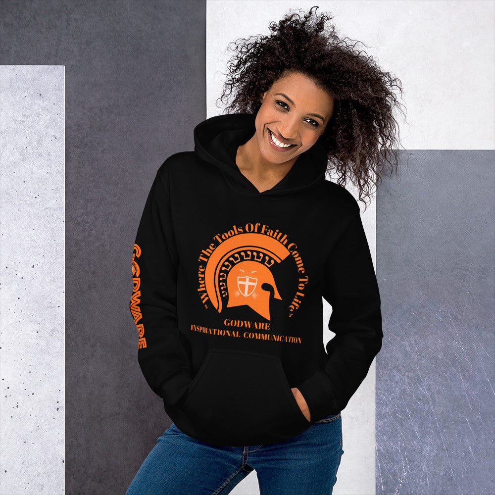 Godware Helmet Logo Unisex hoodie - Orange print