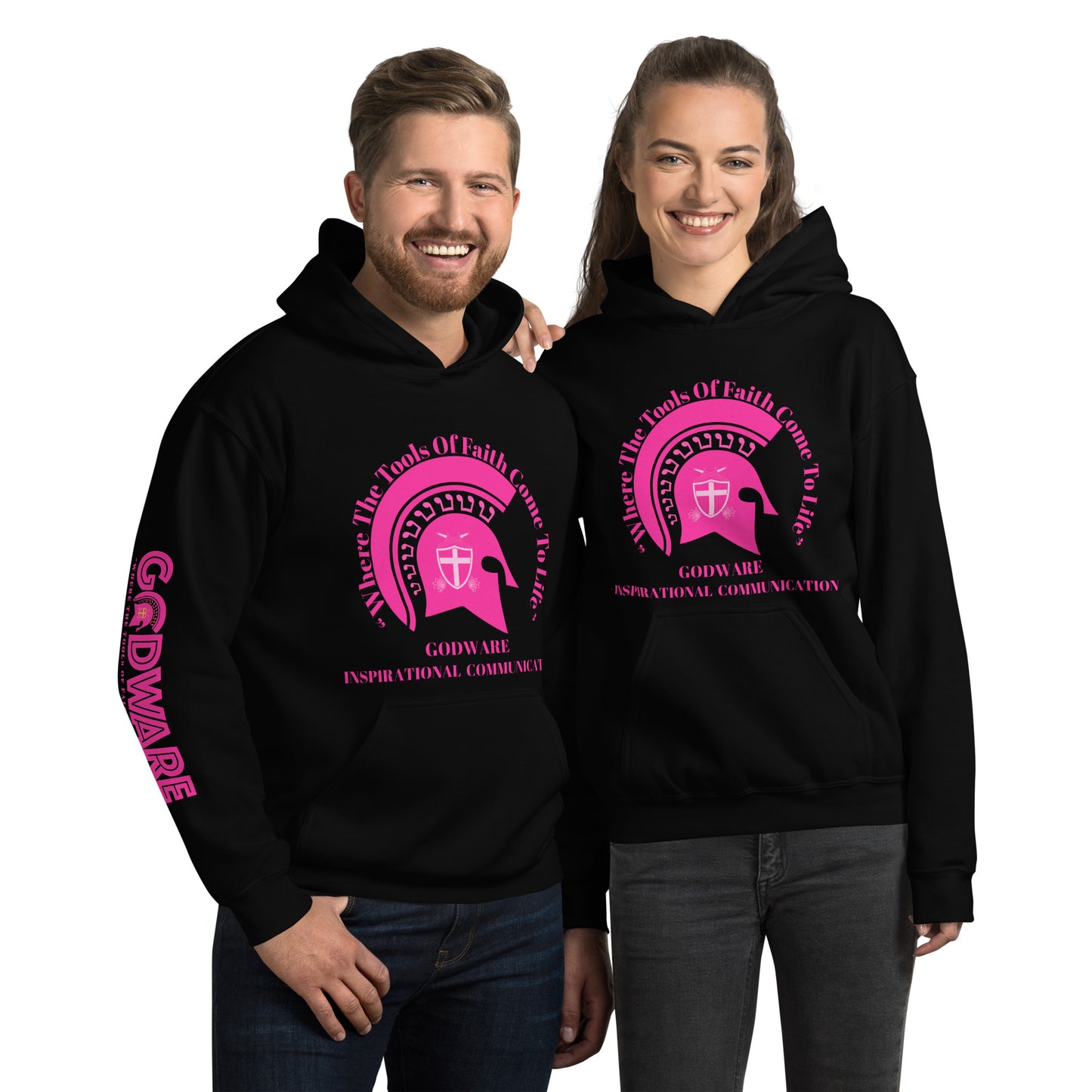 Godware Helmet Logo Unisex hoodie - Hot Pink logo