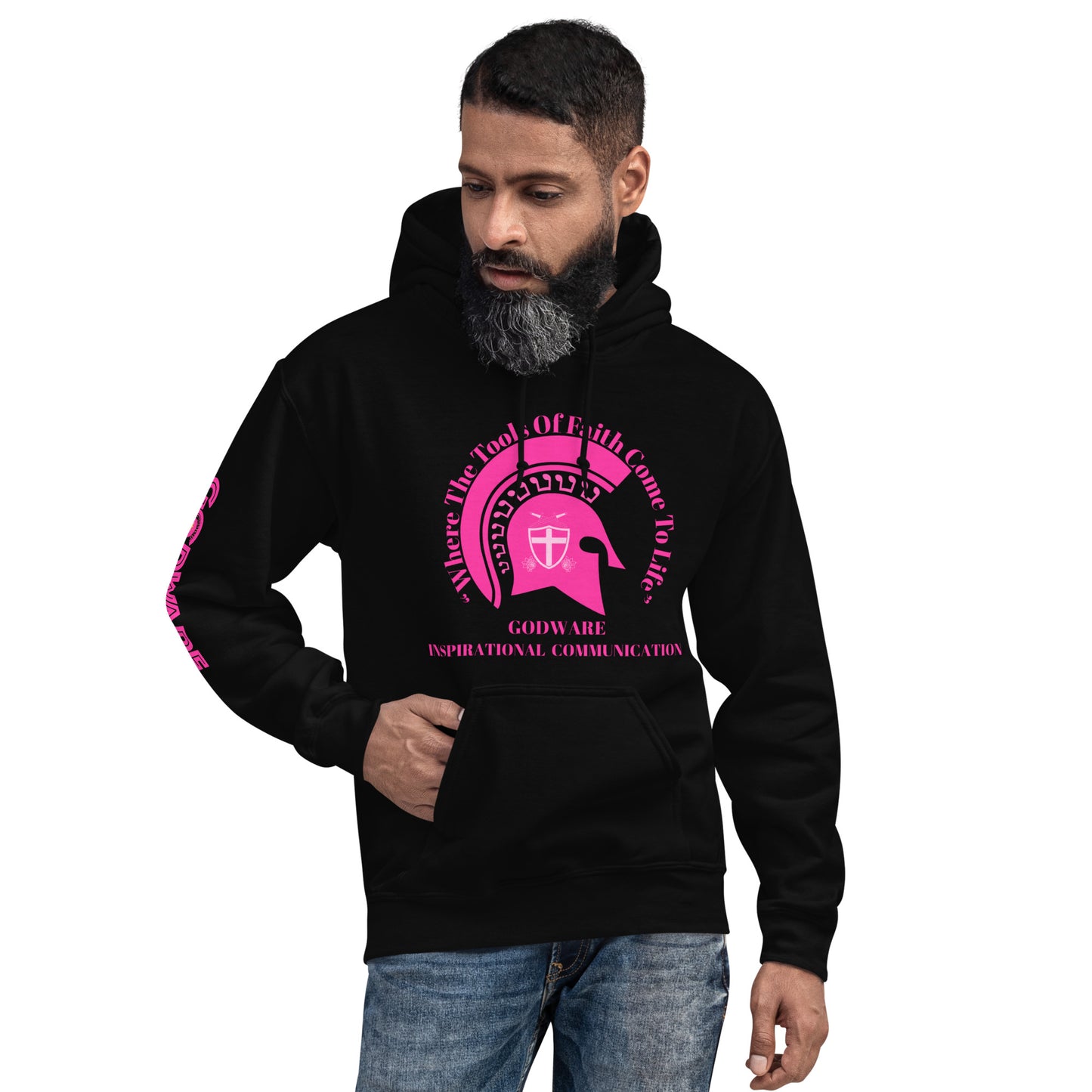 Godware Helmet Logo Unisex hoodie - Hot Pink logo