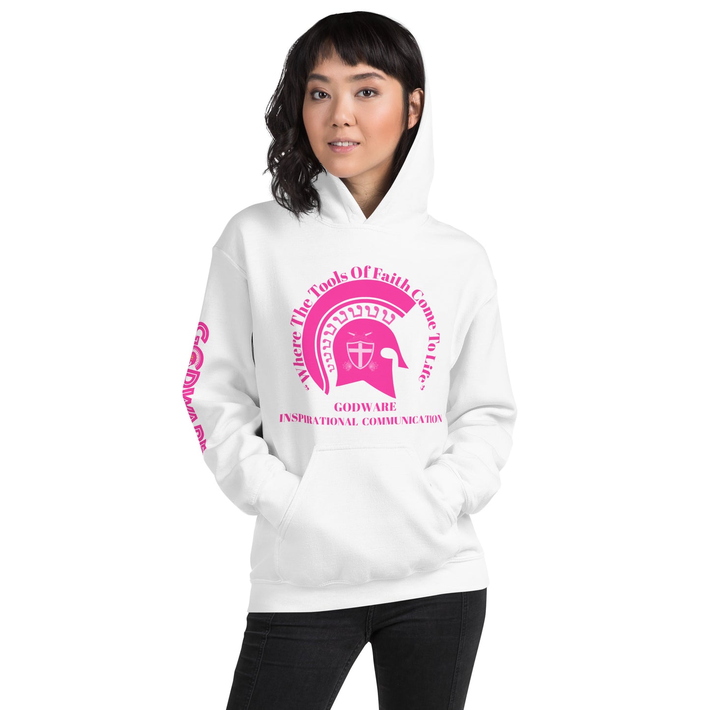Godware Helmet Logo Unisex hoodie - Hot Pink logo