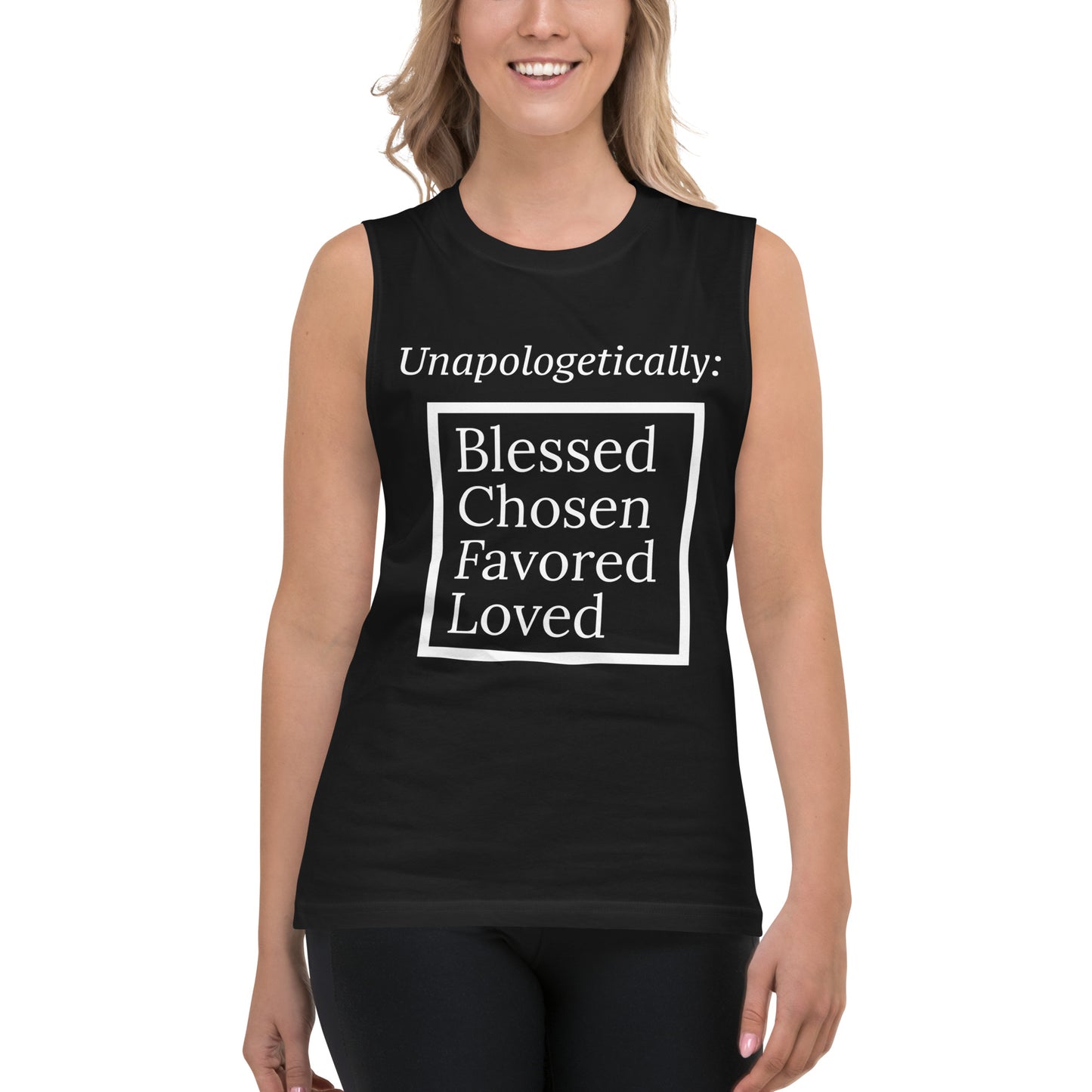 Unapologetic Unisex Sleeveless T-Shirt - White print