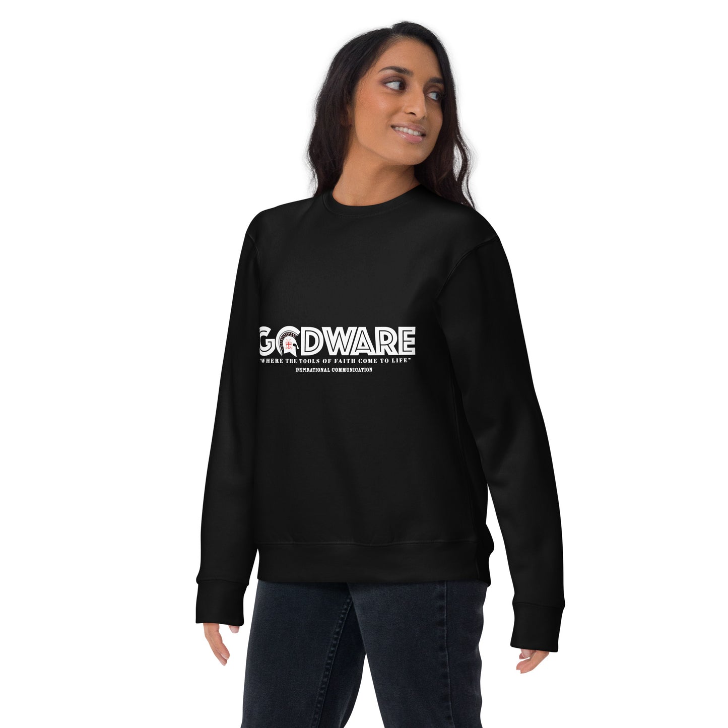 Godware Cotton Crew neck Sweatshirt - White print