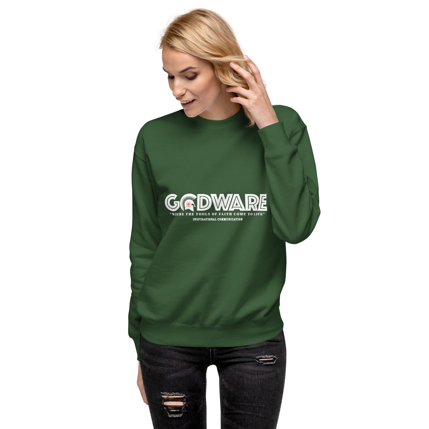 Godware Cotton Crew neck Sweatshirt - White print