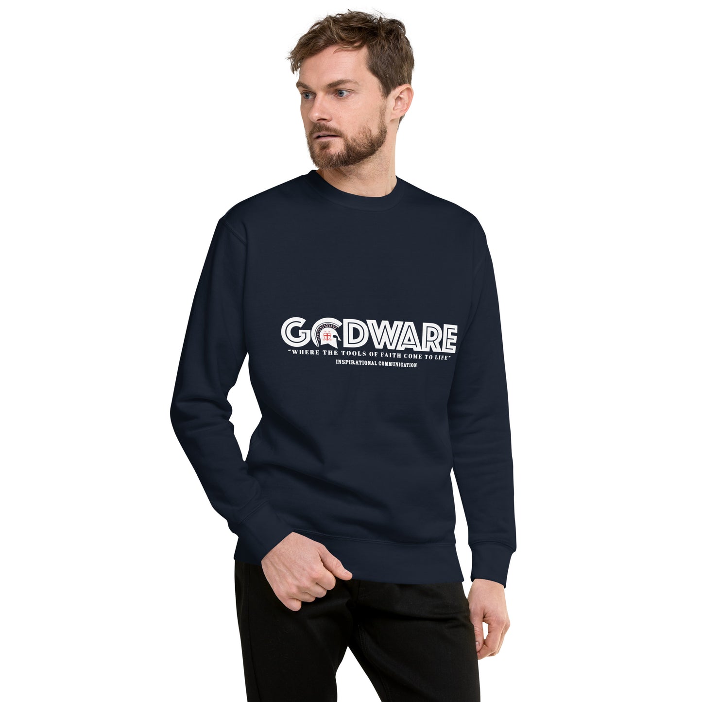 Godware Cotton Crew neck Sweatshirt - White print