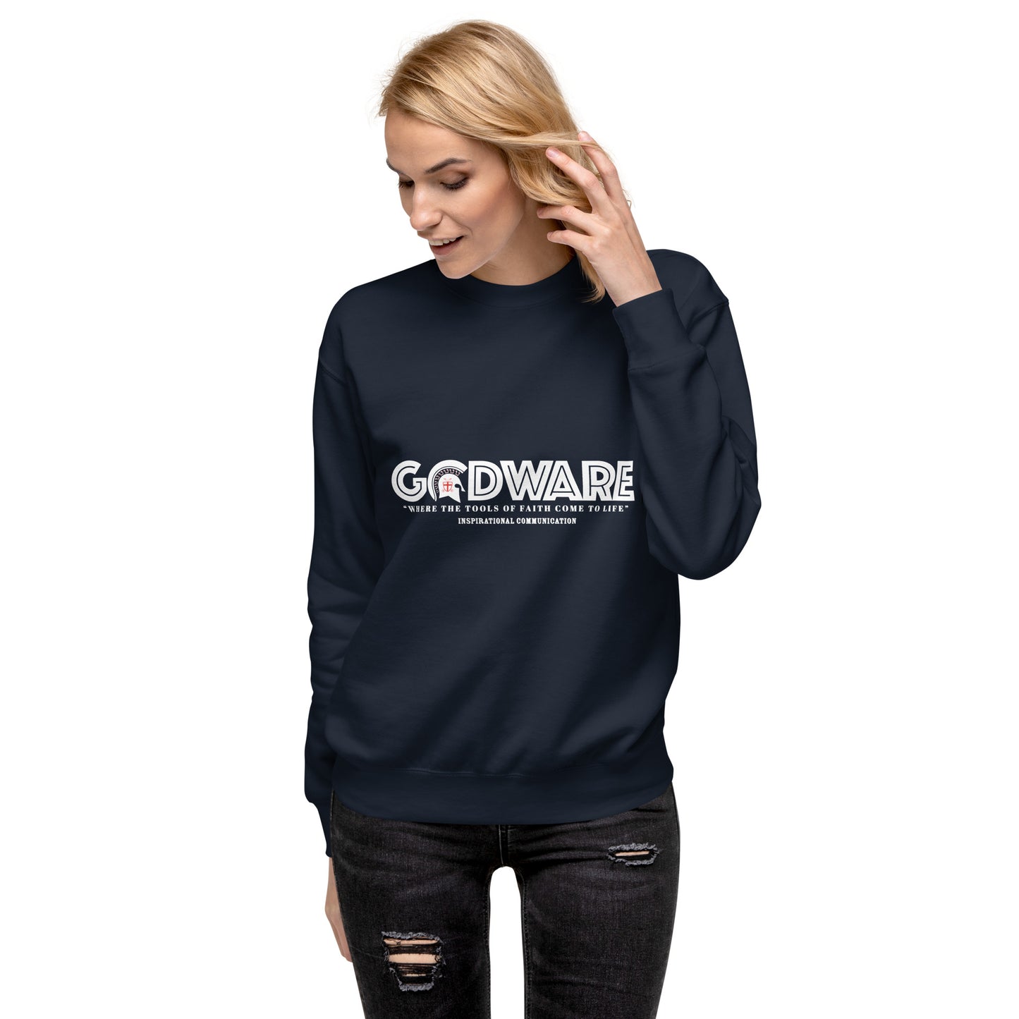 Godware Cotton Crew neck Sweatshirt - White print
