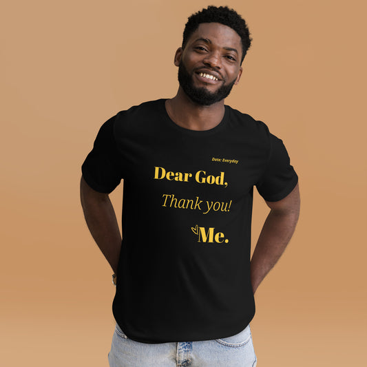 Dear God short-sleeve t-shirt (Yellow Print)