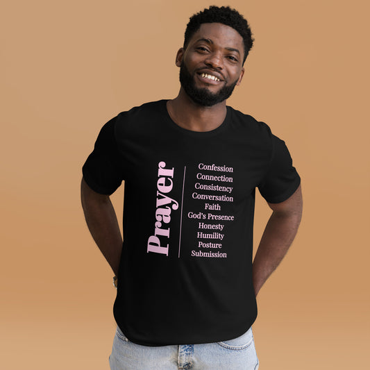 Prayer Unisex cotton t-shirt  (Light Pink print)