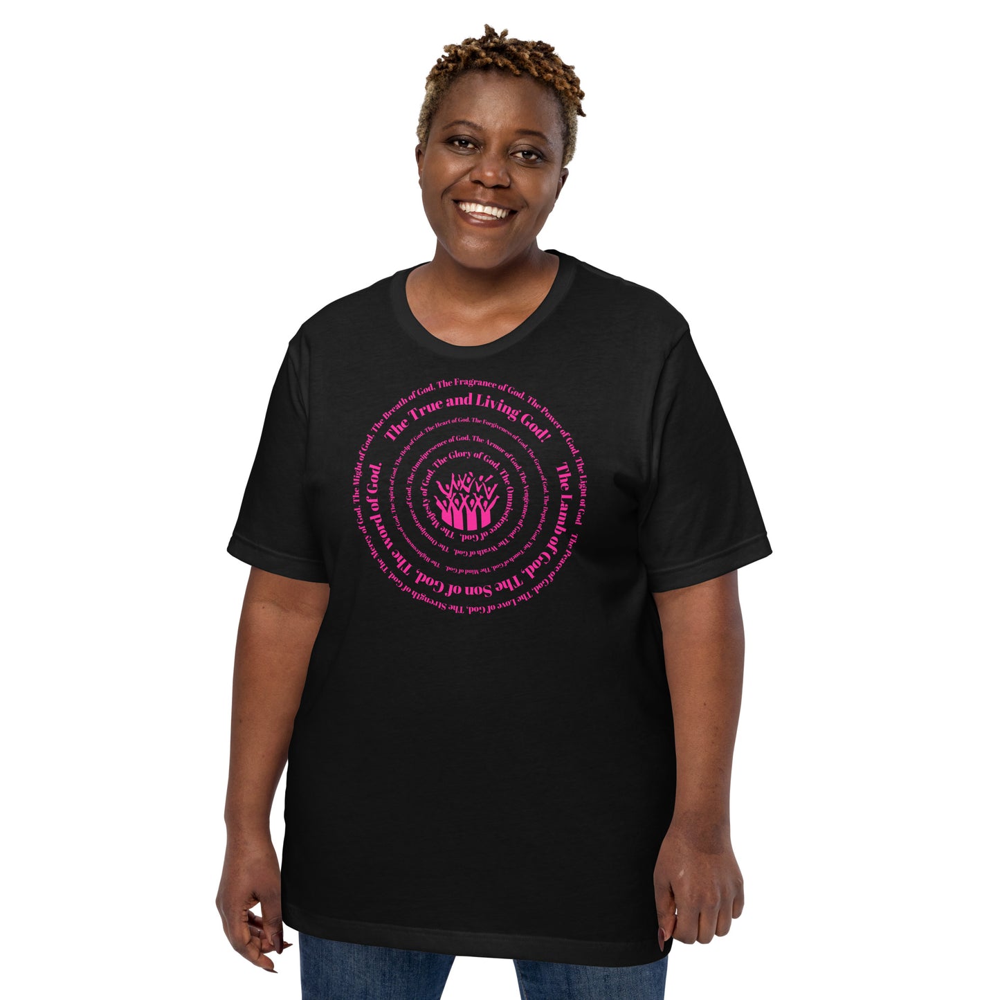 Attributes of God t-shirt (larger sizes) - Pink print