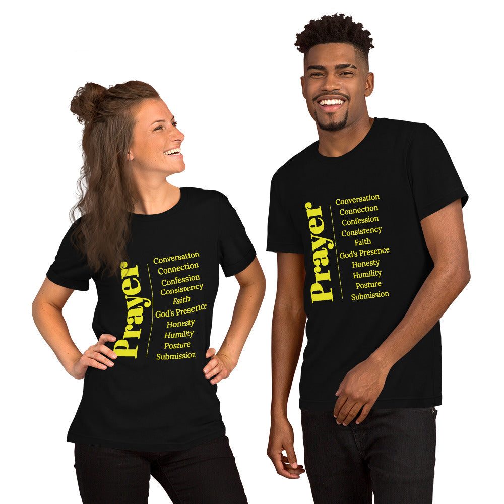 Prayer Unisex cotton t-shirt (Yellow print)
