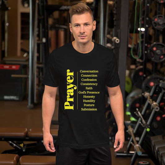 Prayer Unisex cotton t-shirt (Yellow print)