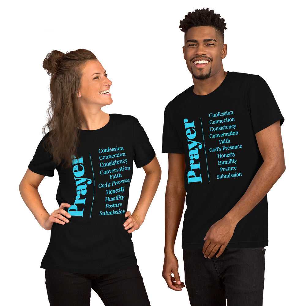 Prayer Unisex cotton t-shirt (Turquoise Print)