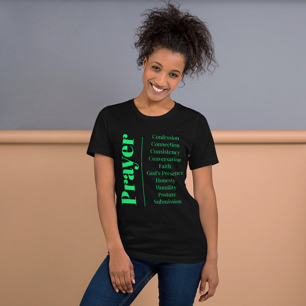 Prayer Unisex cotton t-shirt (Green print)