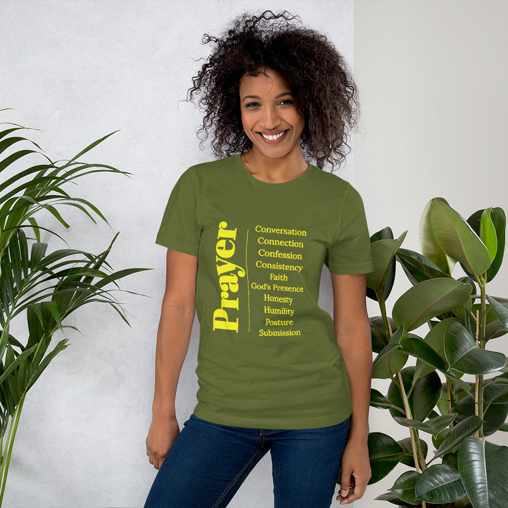 Prayer Unisex cotton t-shirt (Yellow print)