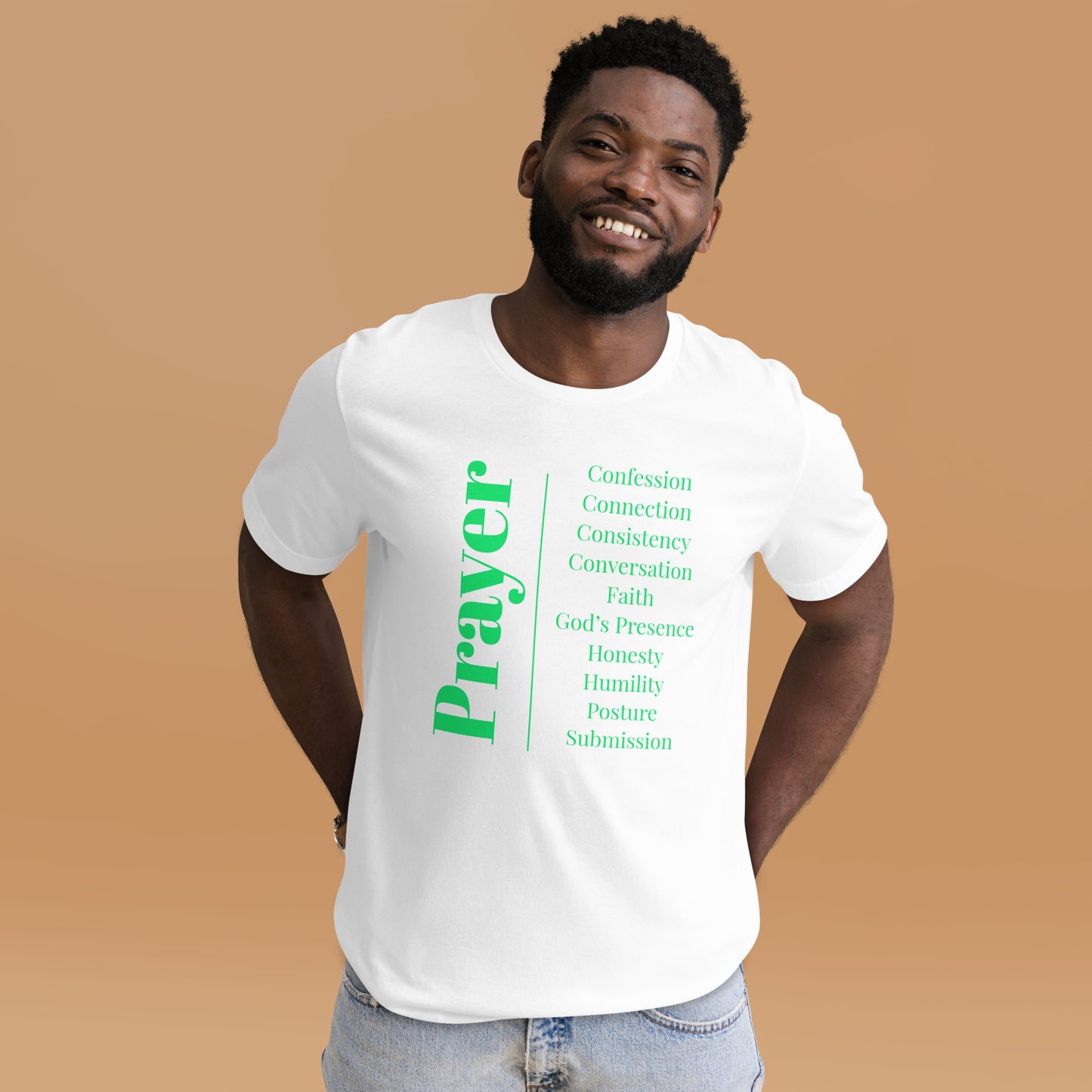 Prayer Unisex cotton t-shirt (Green print)