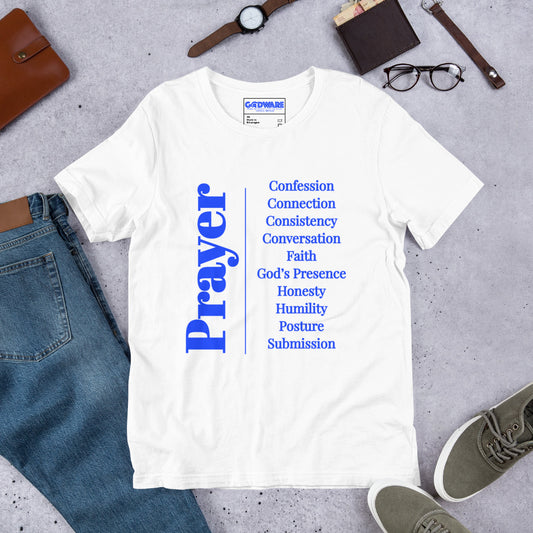 Prayer Unisex cotton t-shirt  (Royal/White)