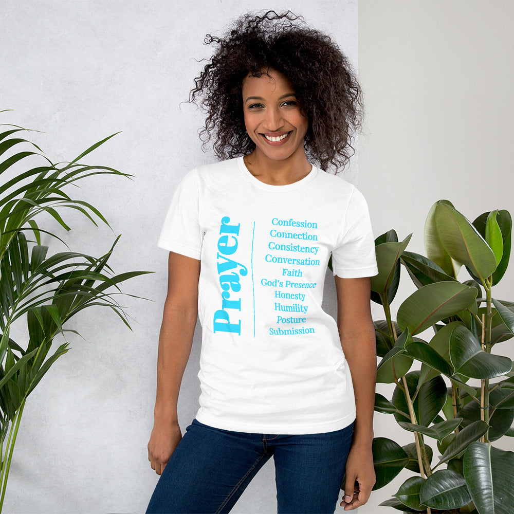 Prayer Unisex cotton t-shirt (Turquoise Print)