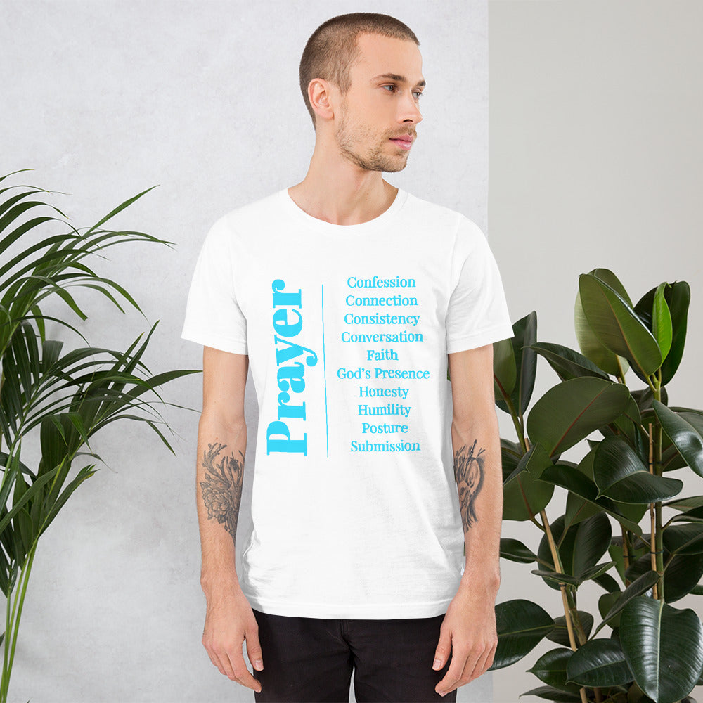Prayer Unisex cotton t-shirt (Turquoise Print)