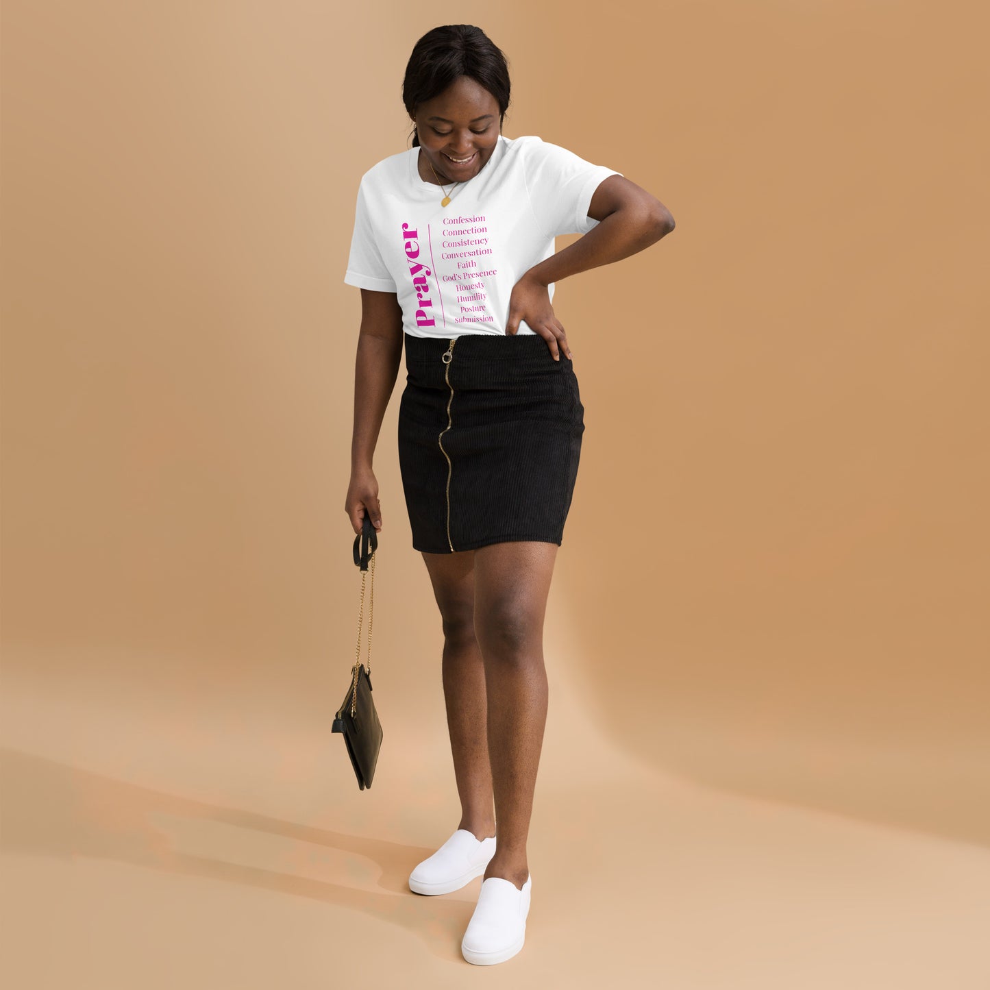 Prayer Unisex cotton t-shirt (Pink print)