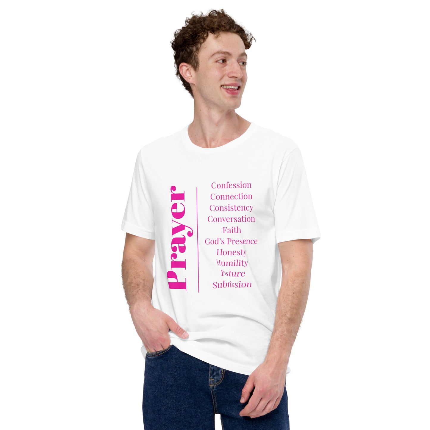Prayer Unisex cotton t-shirt (Pink print)
