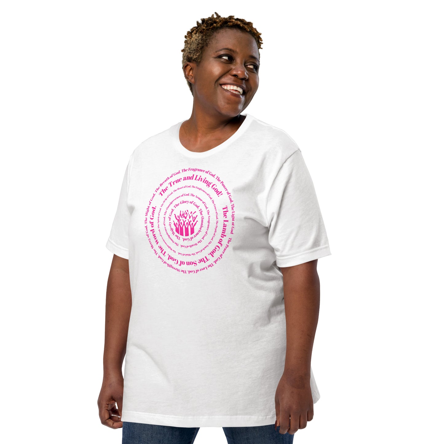 Attributes of God t-shirt (larger sizes) - Pink print