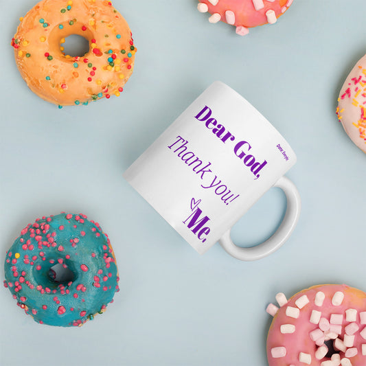 Mug - Dear God, Ceramic, White & Purple