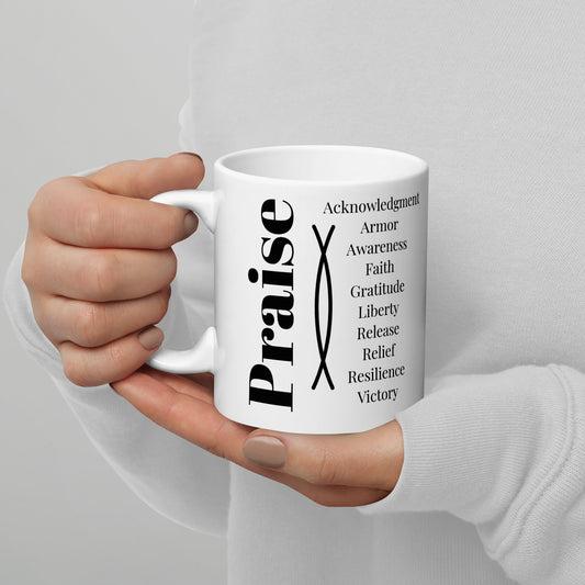 Praise ceramic glossy mug - White/Black