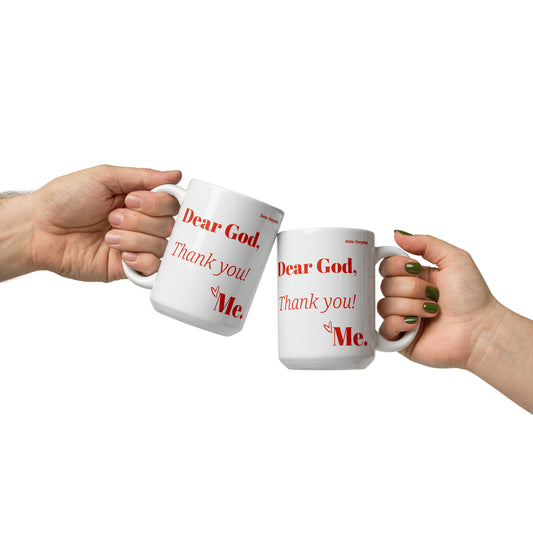 Mug - Dear God, Ceramic, Red & white