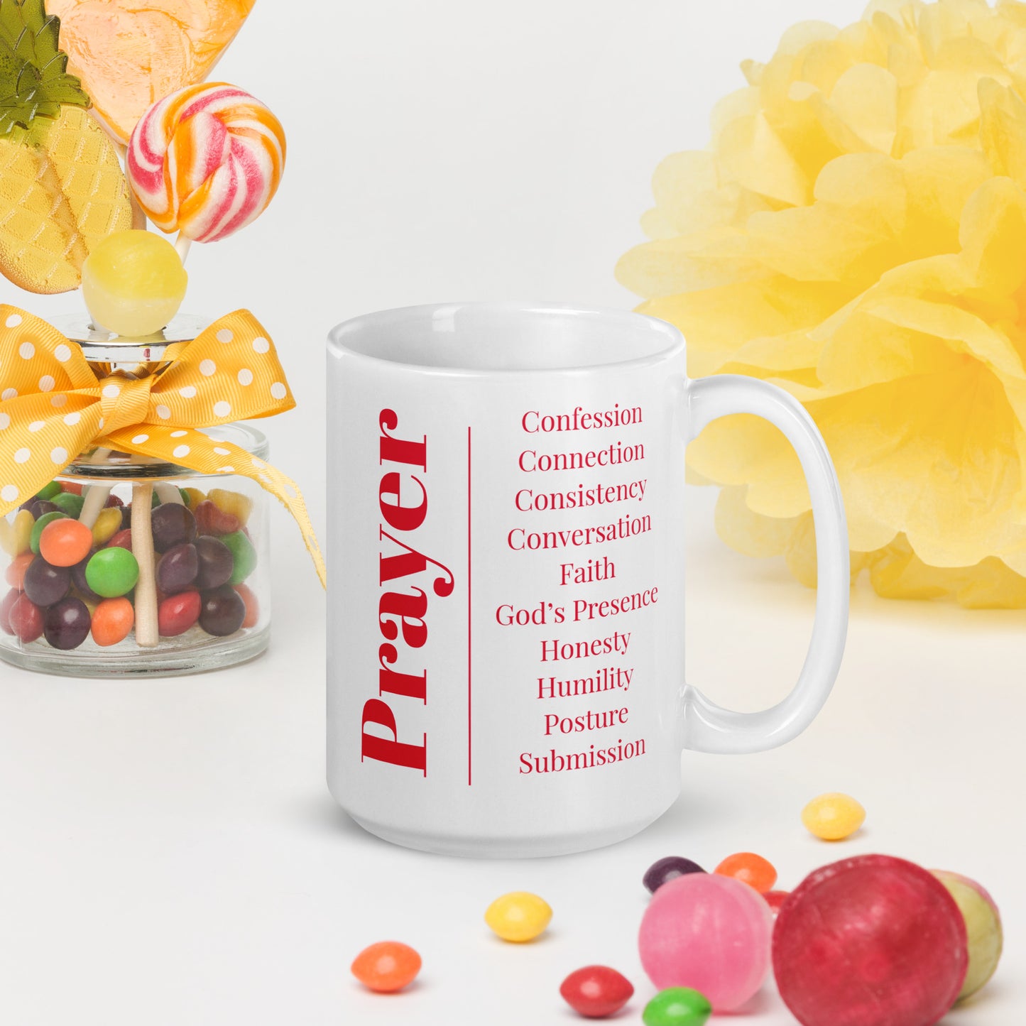 Prayer glossy ceramic mug - Red/White