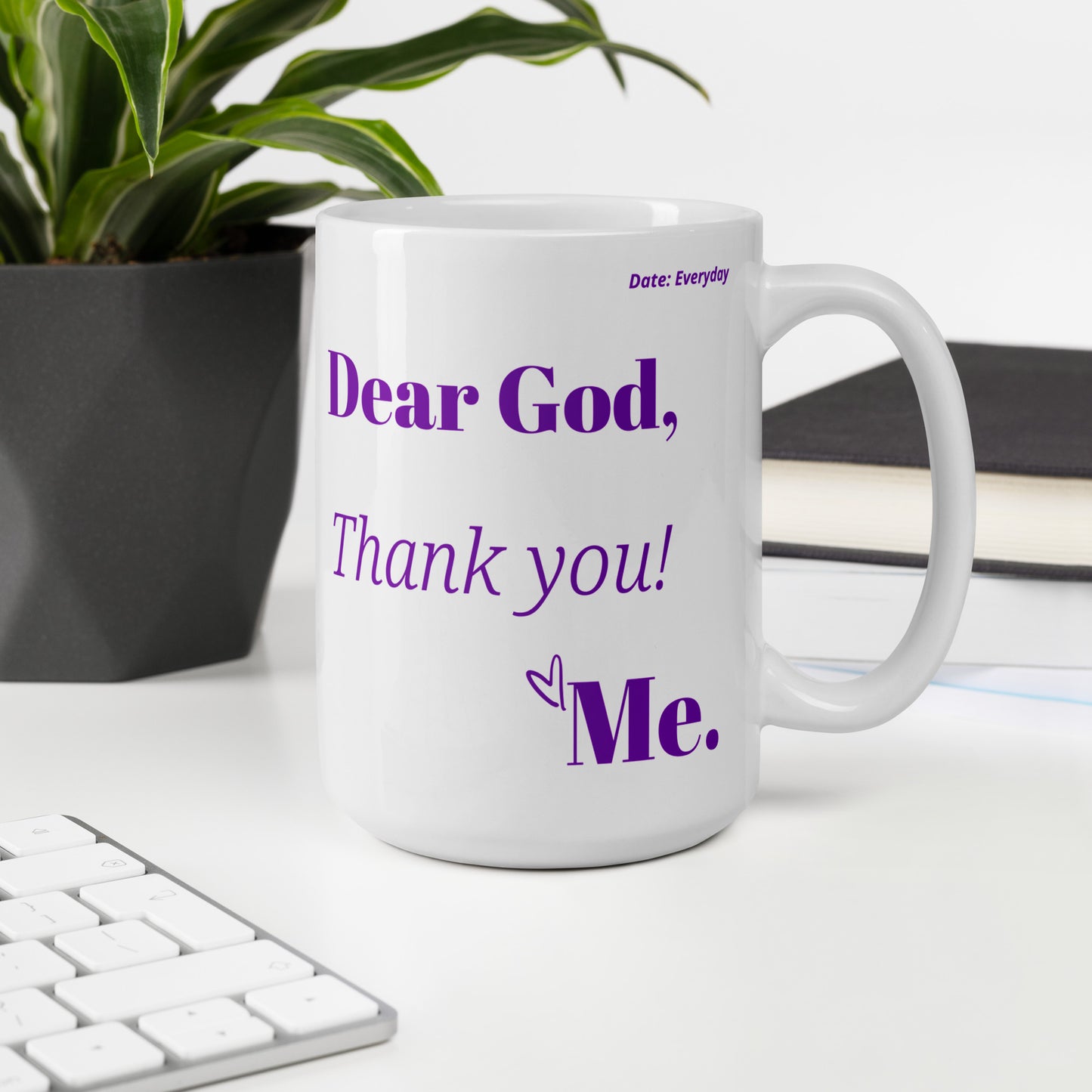 Dear God Inspirational mug - Purple Print