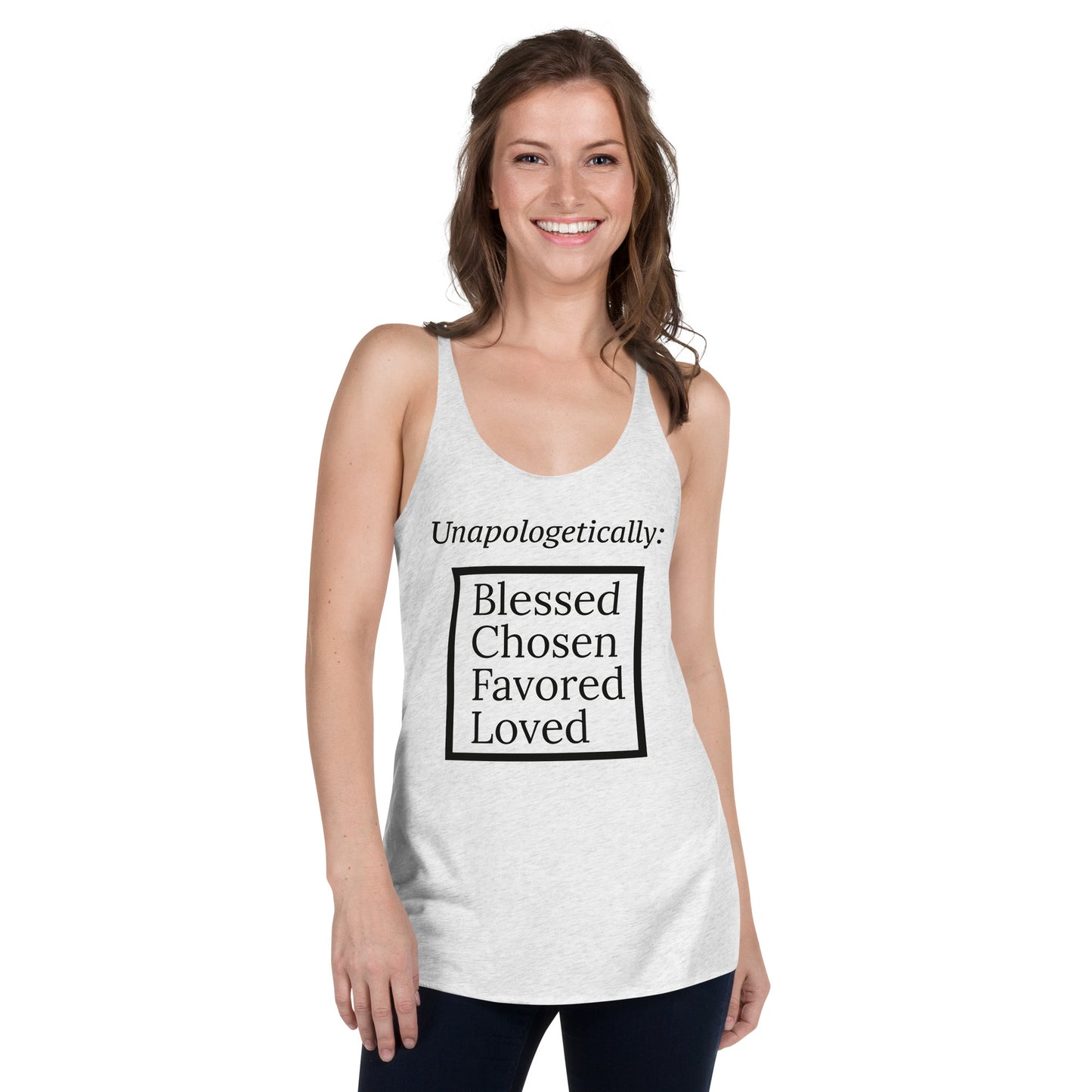 Unapologetic Women's Racerback Tank - Black print