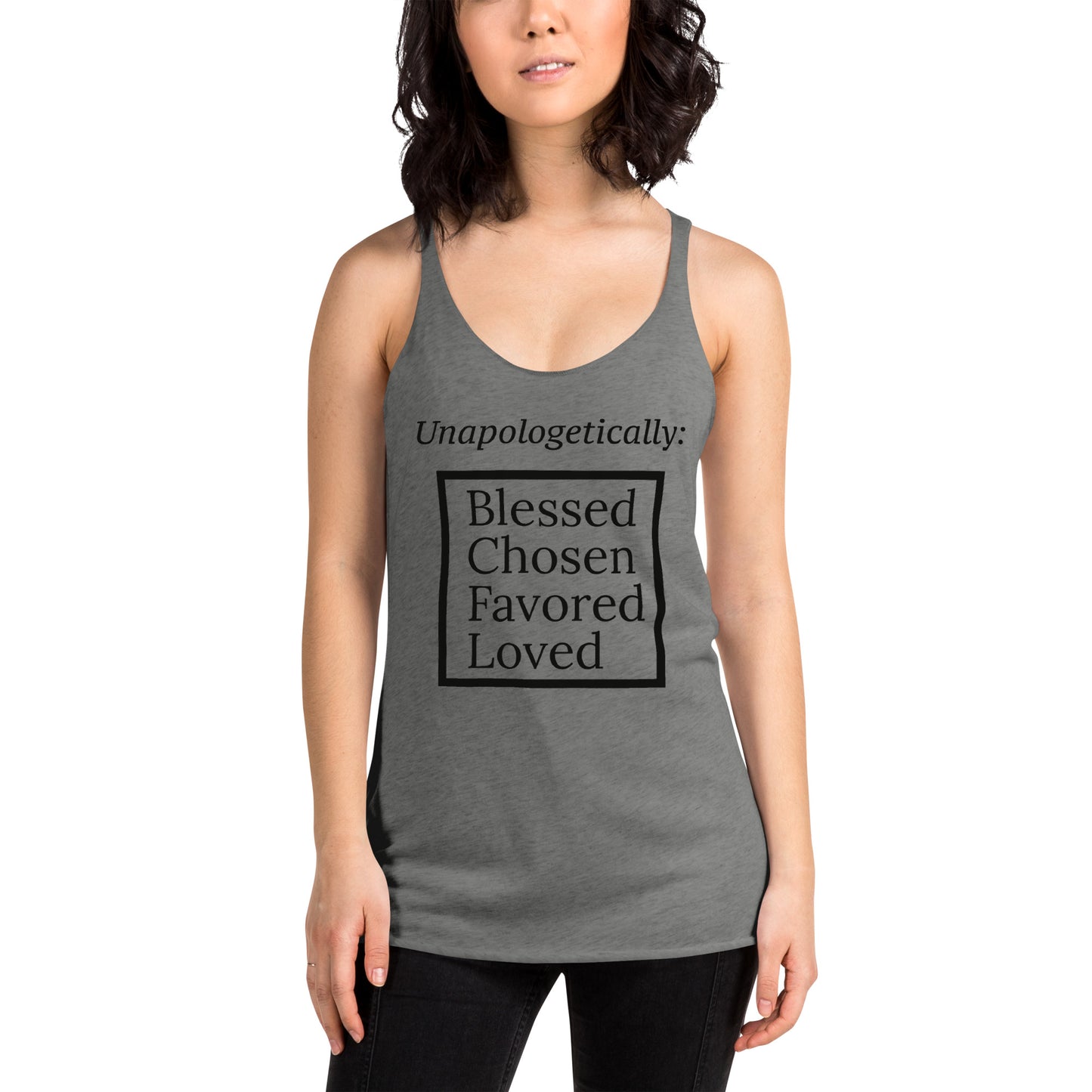 Unapologetic Women's Racerback Tank - Black print