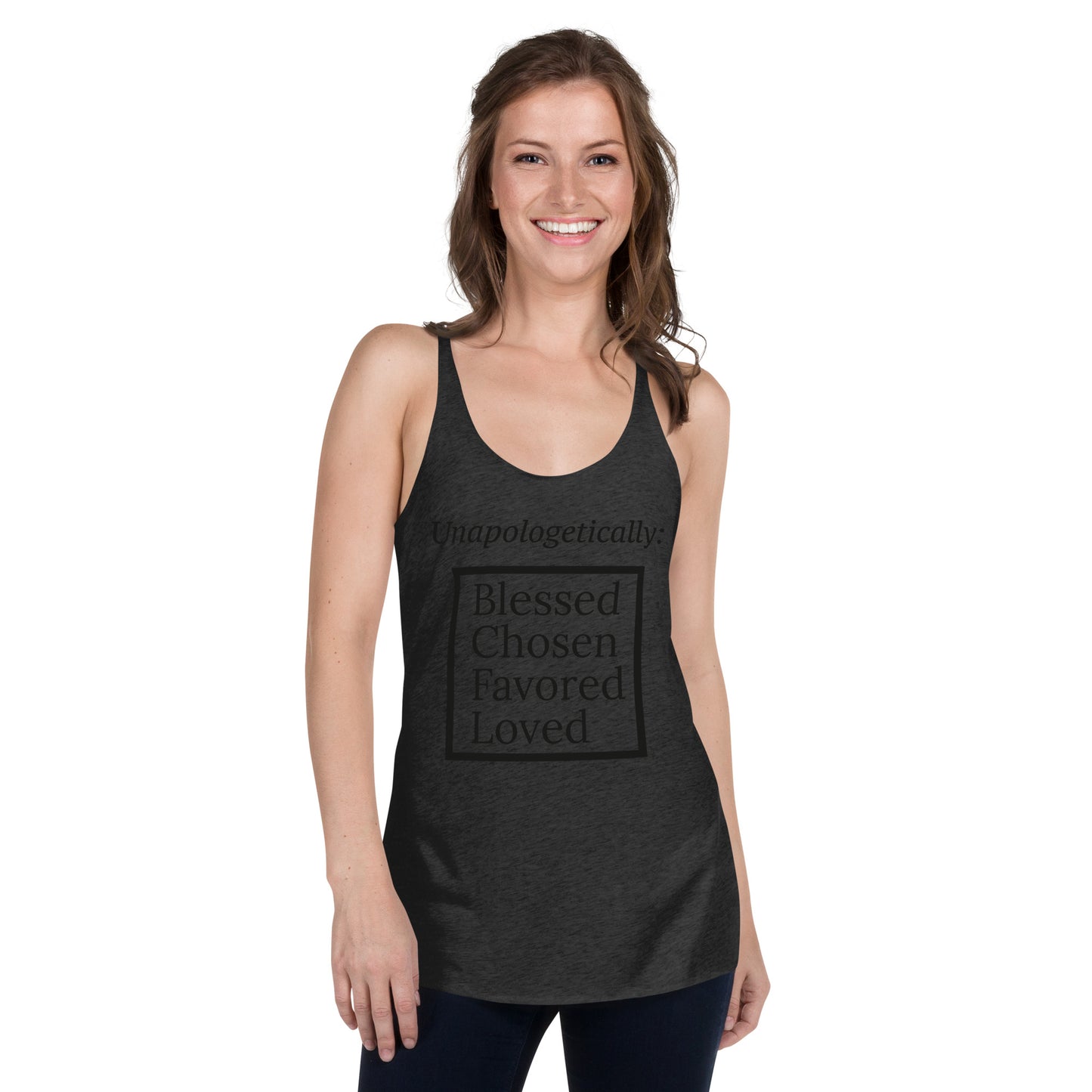 Unapologetic Women's Racerback Tank - Black print