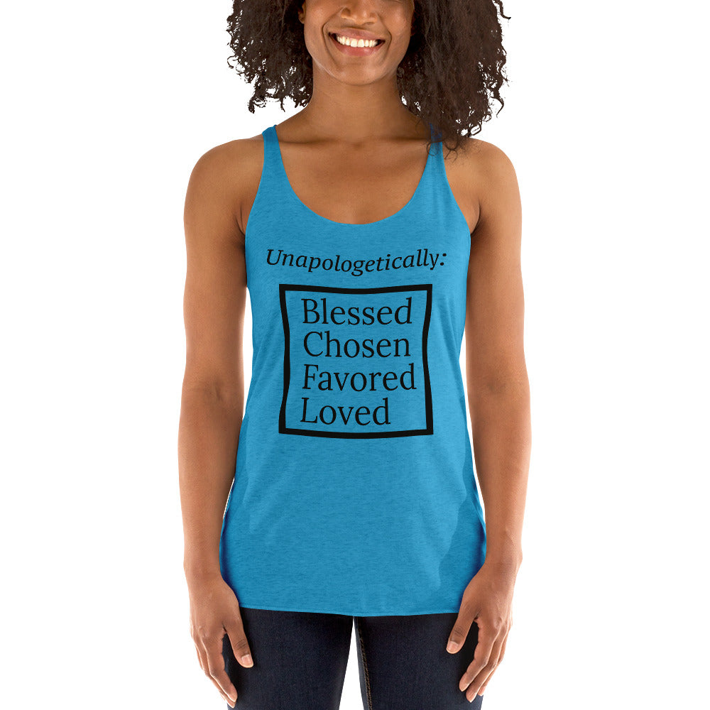 Unapologetic Women's Racerback Tank - Black print