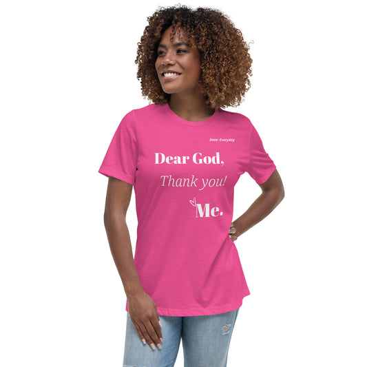 Dear God Women's Relaxed T-Shirt  (white print)