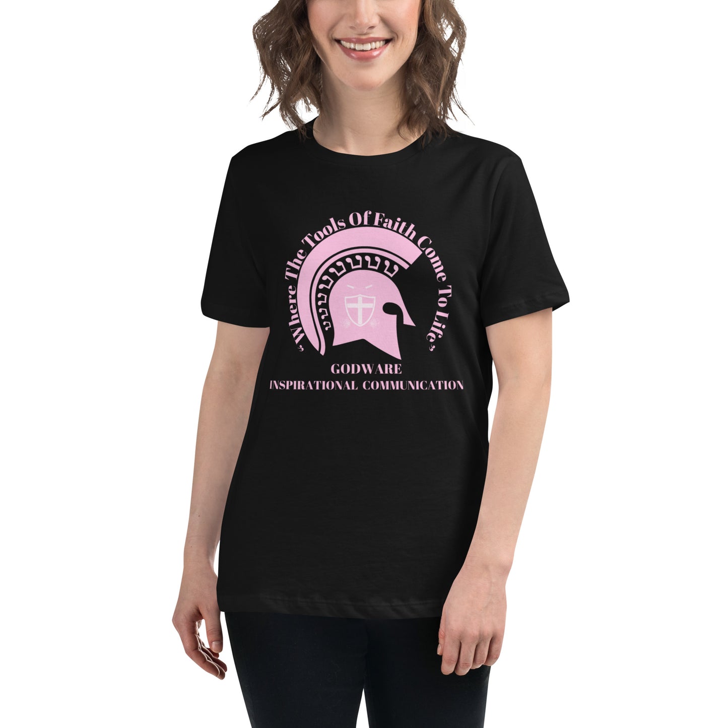 Godware Women's short-sleeve tee (Light pink print)