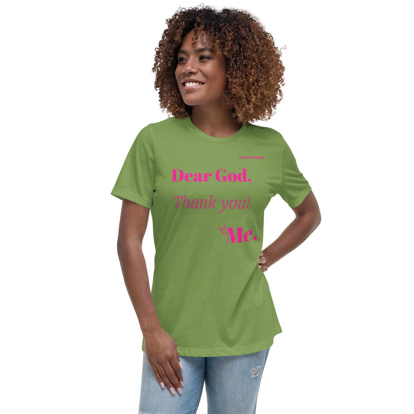 Dear God Women's Relaxed T-Shirt - Pink print