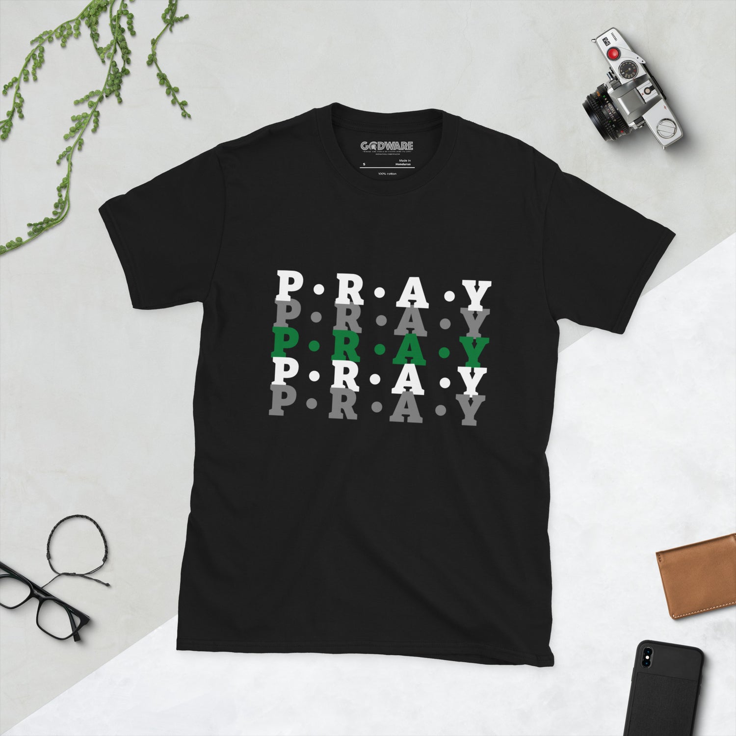 Prayer t-shirt, Pray, black t-shirt, soft-style, inspirational apparel, short-sleeved t-shirt, black t-shirt