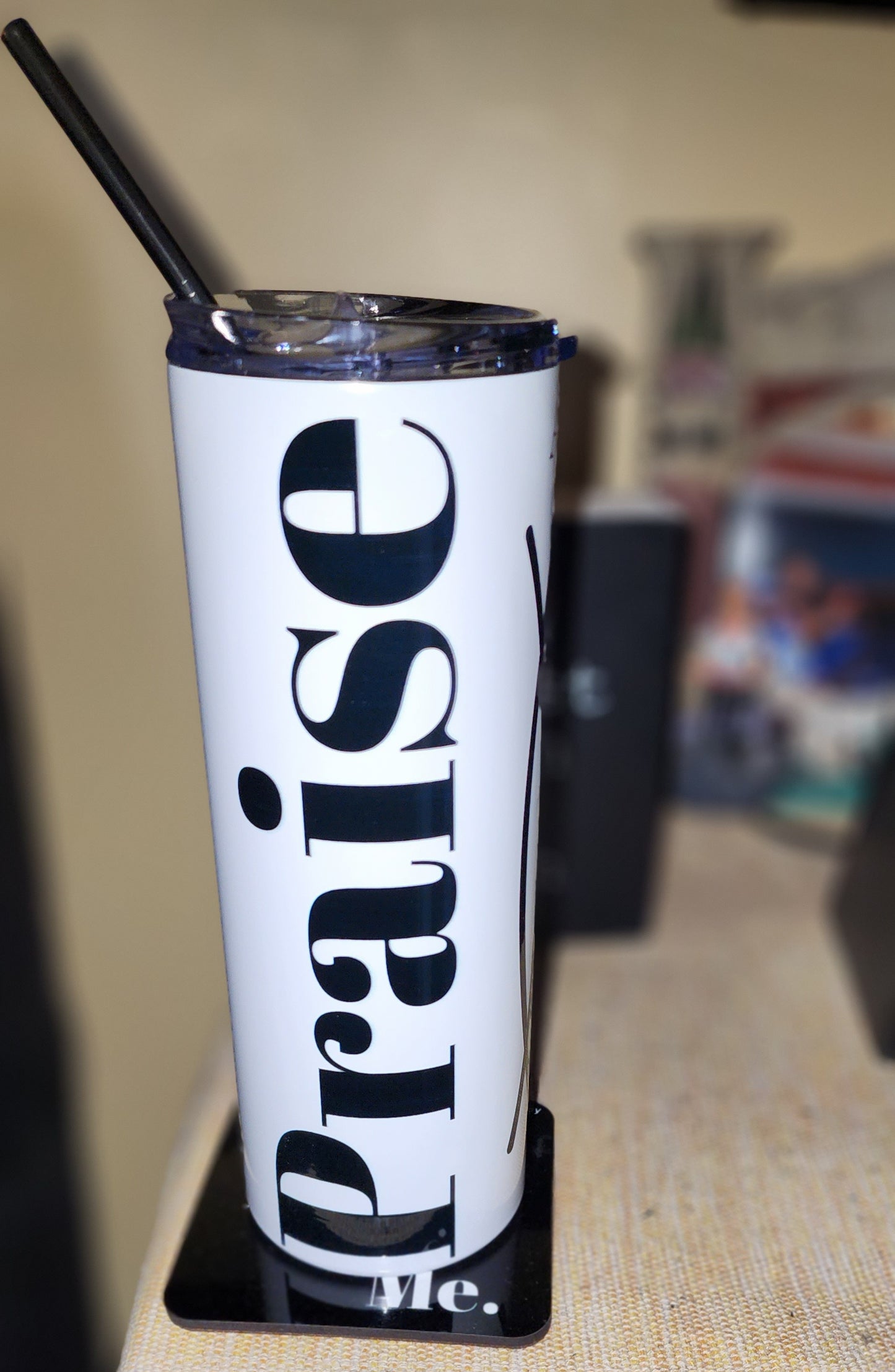 Praise inspirational stainless steel tumbler - White