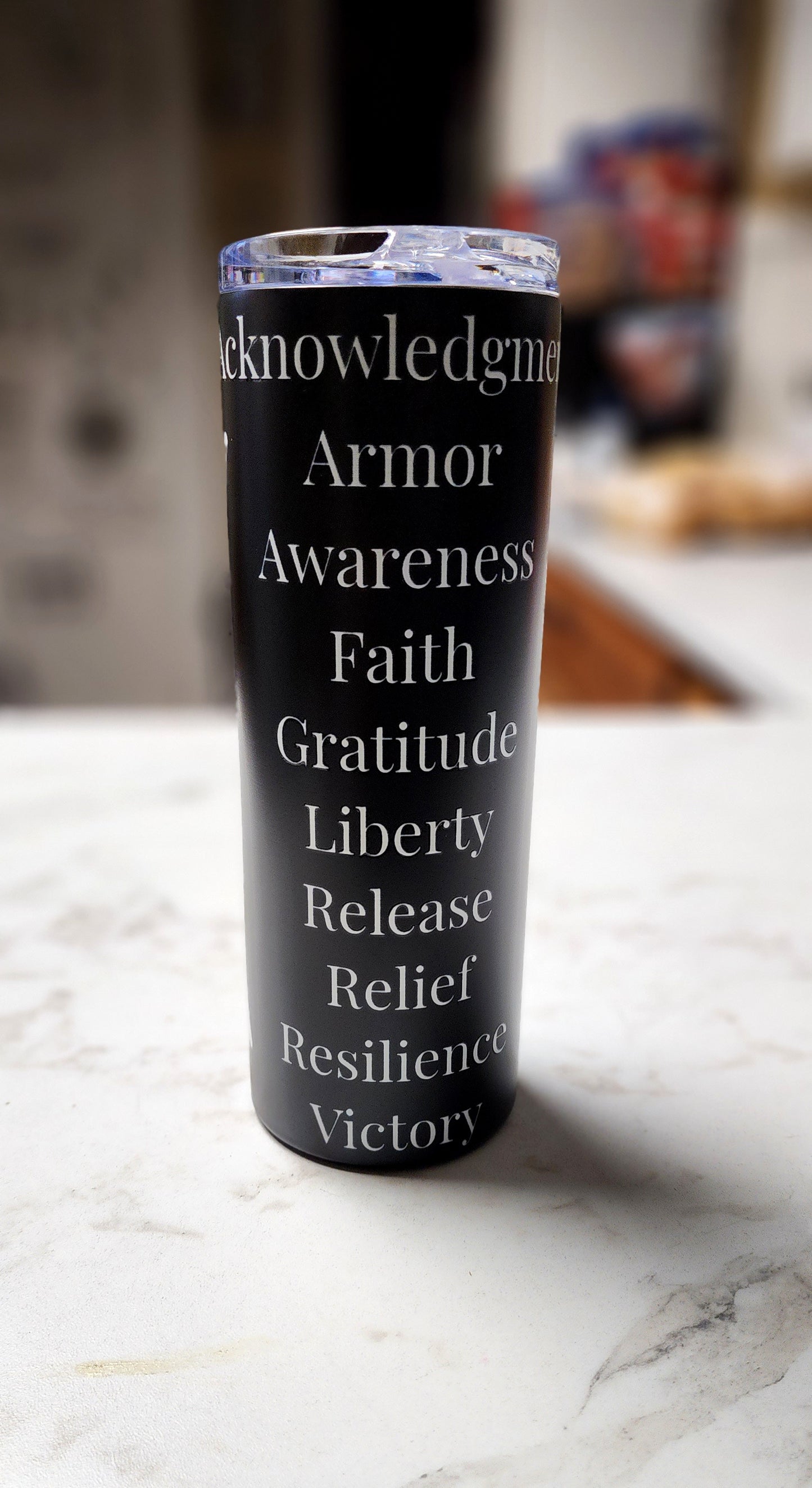 Praise inspirational stainless steel tumbler - Black/white