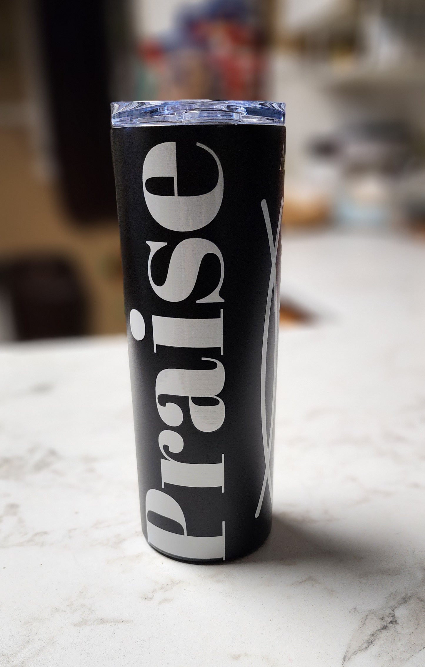 Praise inspirational stainless steel tumbler - Black/white