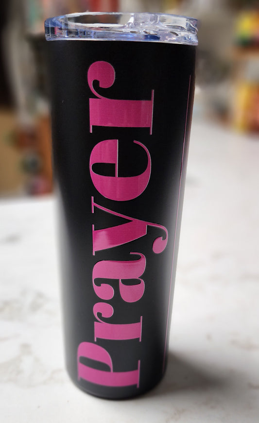 Prayer inspirational stainless steel tumbler - Pink Print