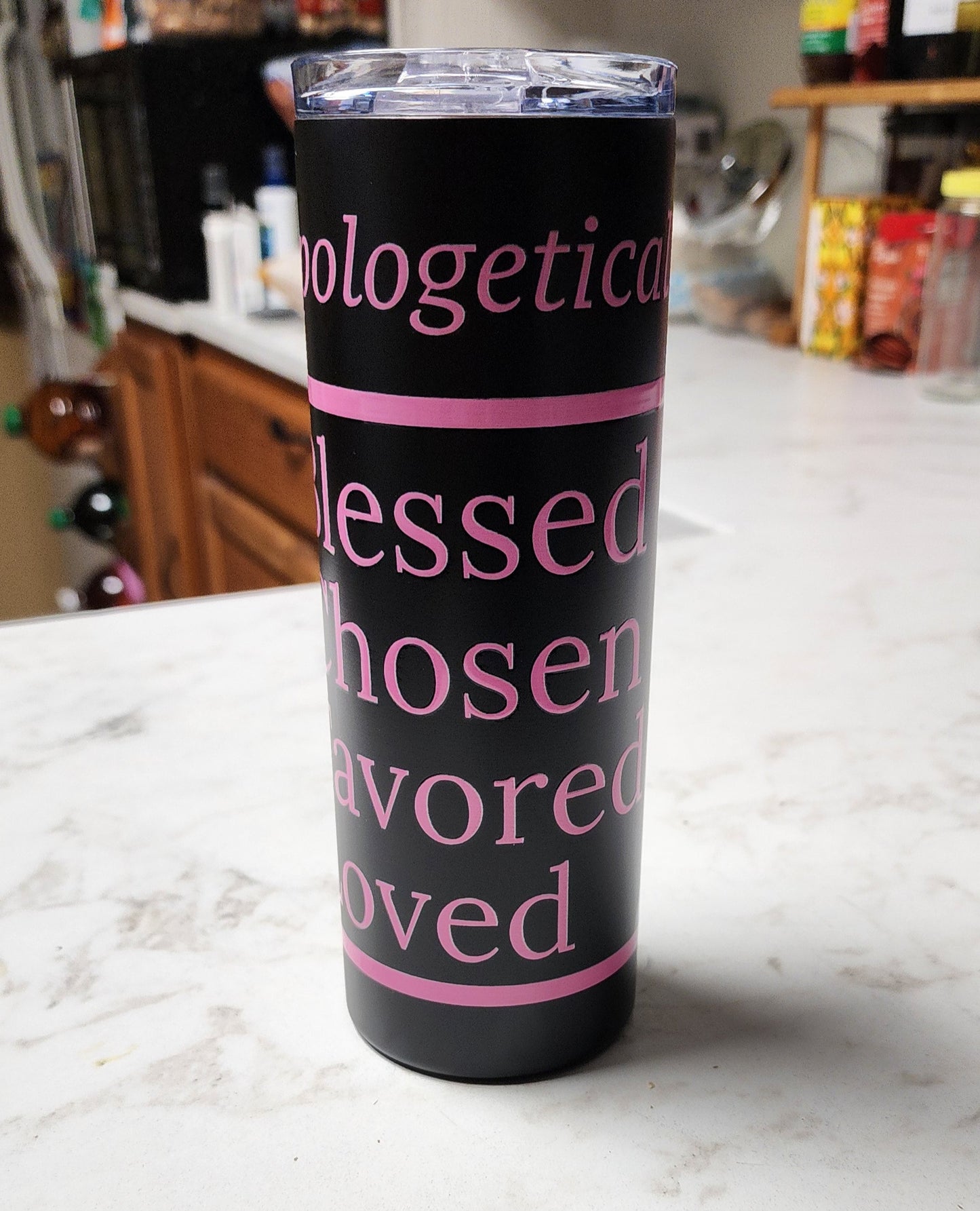 Unapologetic inspirational stainless steel tumbler - Pink print