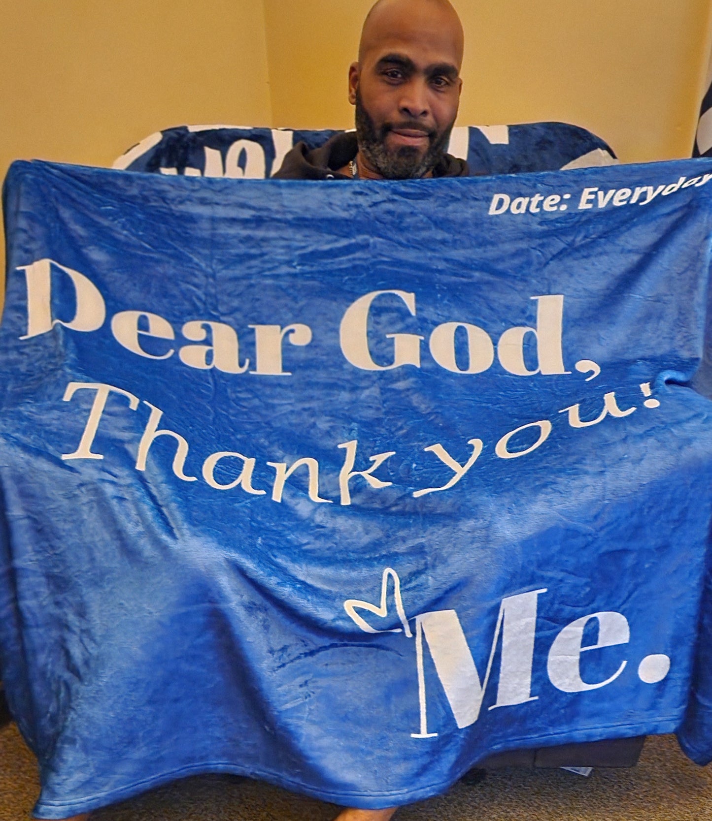 Dear God Inspirational Throw Blanket - Royal Blue/white