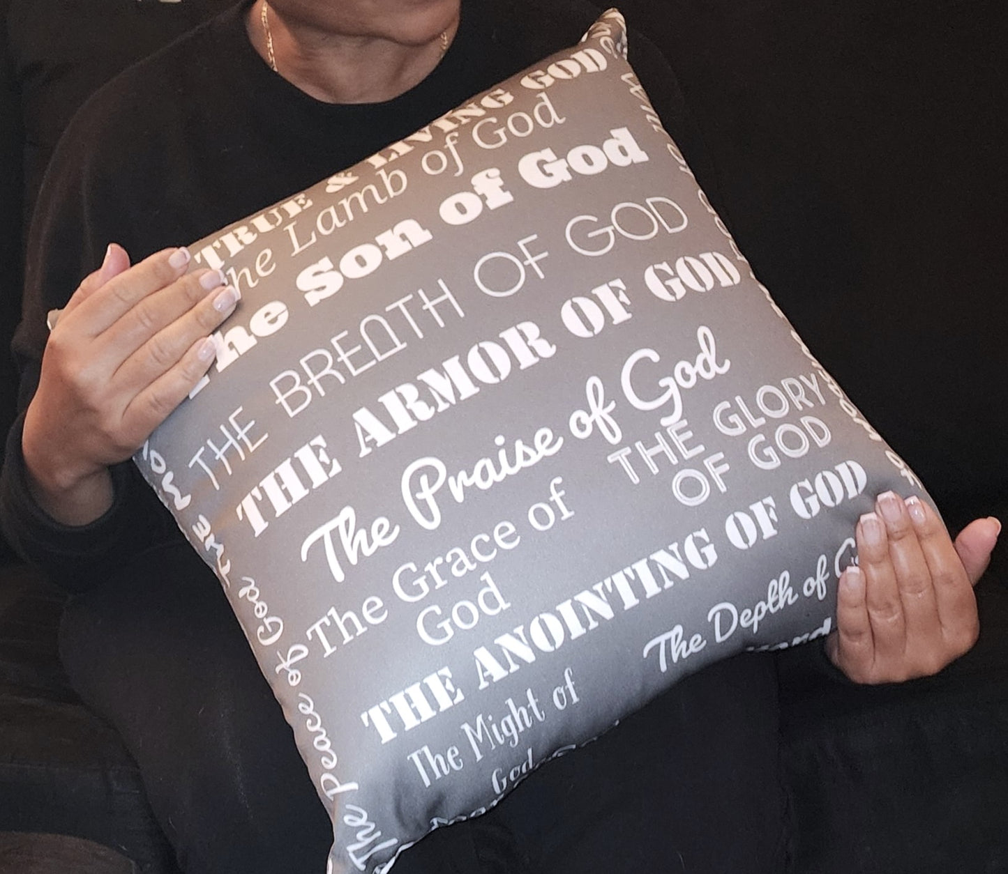 Attributes of God thin canvas wall decor - Med. Grey