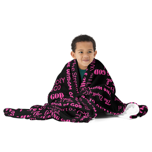 Attributes of God Velvety Soft Throw Blanket - Pink/Black