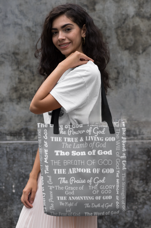 Attributes of God thin canvas wall decor - Med. Grey