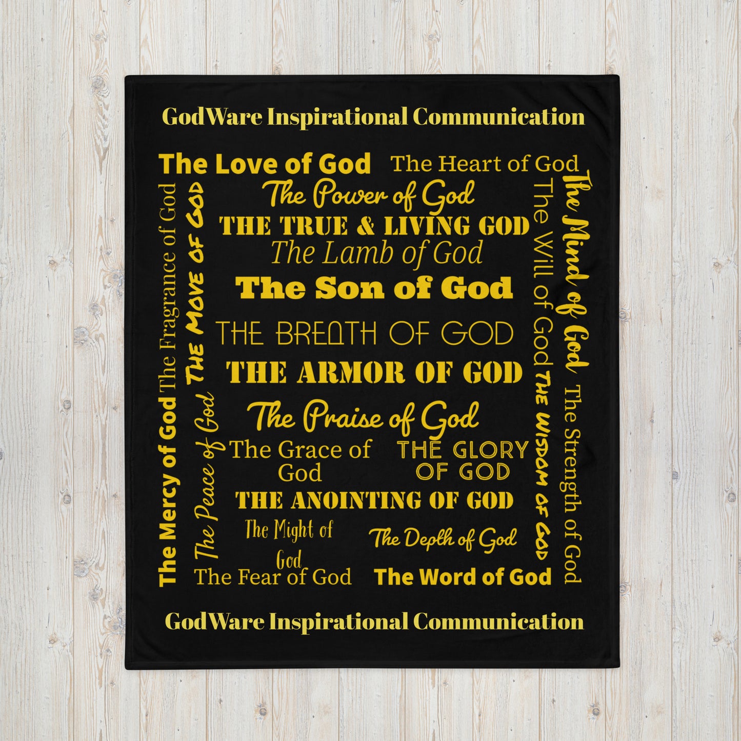 Attributes of God Inspirational Throw Blanket - Black/Gold