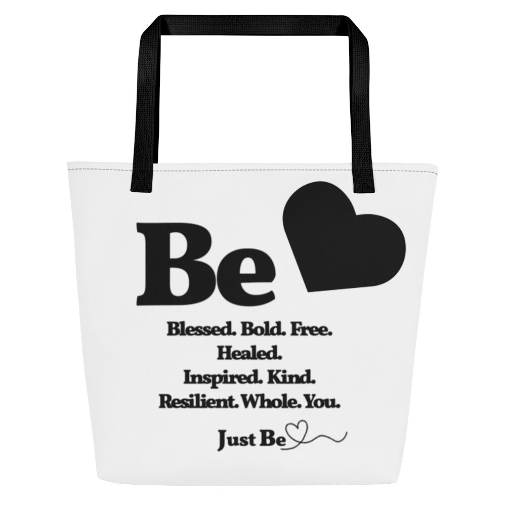 Be Inspired Large Tote Bag - White & Black