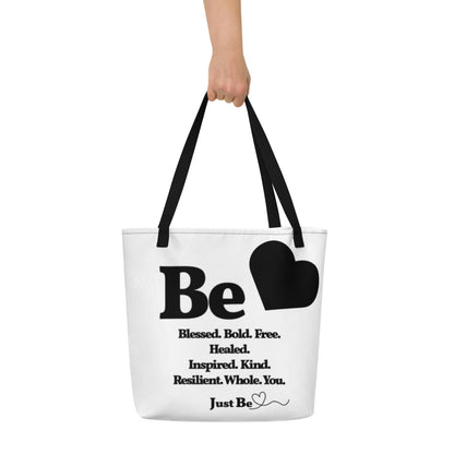 Be Inspired Large Tote Bag - White & Black