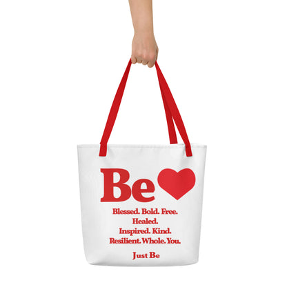 Be Inspired Large Tote Bag - White & Red